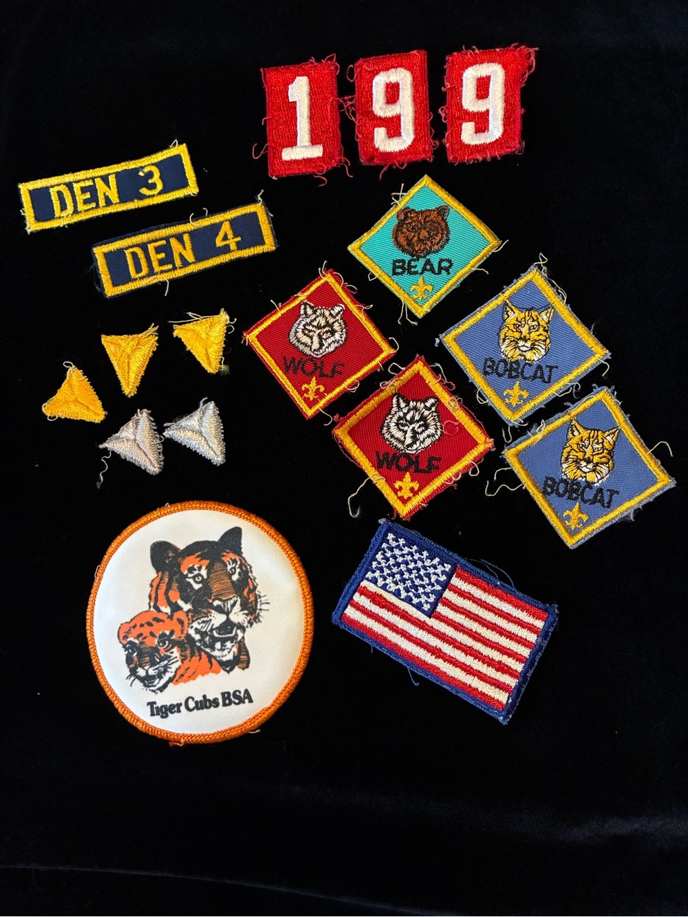 Vintage BSA Cub Scout Patch Lot Den 3 4 Wolf Bear Bobcat Tiger Badge